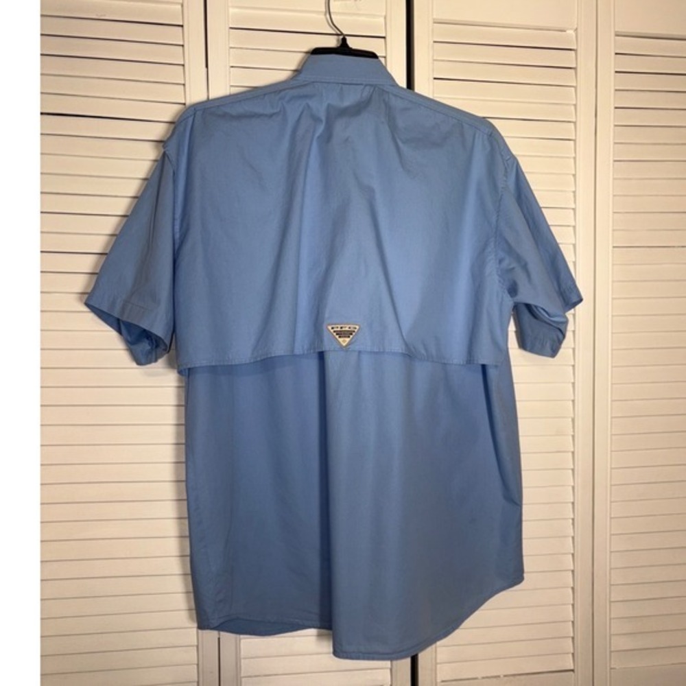 Columbia PFG Bahama II Fishing Shirt Mens Large Blue Short Sleeve Button Up UPF - Picture 2 of 5